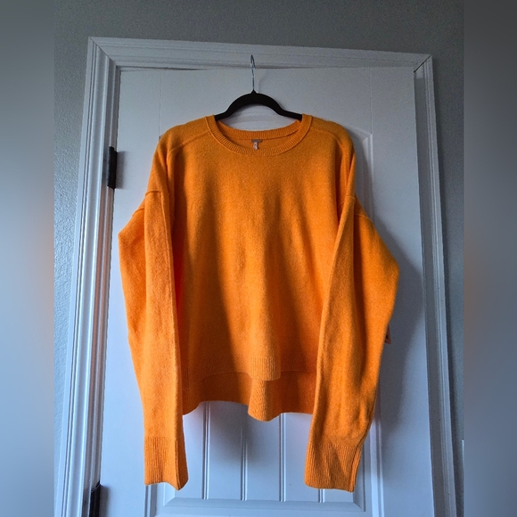 Nwt Free People Luna Pullover Sweater Bright Marigold Oversized Coastal Spring S - Picture 3 of 15